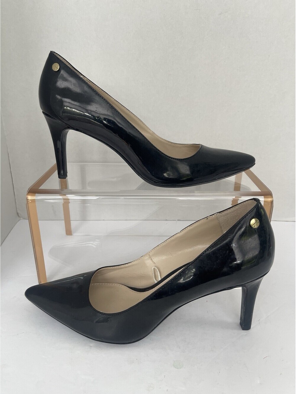 Calvin Klein Gayle Pointed-Toe Dress Pumps — Black Patent Leather